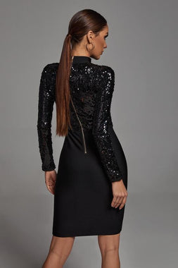 Farah Sequin Long Sleeve Bandage Dress